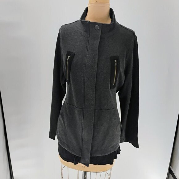 CABI Grey Black Mesh Back Jacket Love Carol Collection 3184 Women's Large - Picture 5 of 16